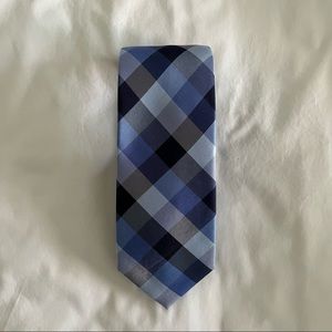 All Silk Navy and Light Blue Plaid Tie by Tommy Hilfiger